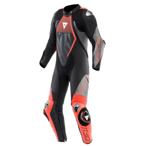 MACACÃO DAINESE AUDAX D-ZIP PRÓ 1 PEÇA – Preto Vermelho Flúor e Cinza
