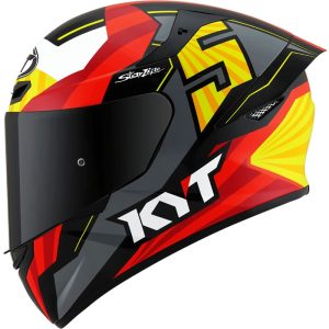 CAPACETE KYT TT COURSE FLUX JAUME MASIA – Vermelho Amarelo e Cinza