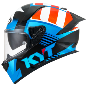 CAPACETE KYT R2R STRAIGHT – Preto Branco Azul e Vermelho Flúor