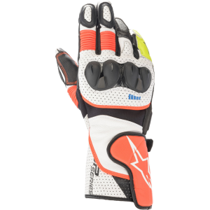 LUVA ALPINESTARS SP-2 V3 – Branca Vermelha Flúor Preta e Amarela Flúor