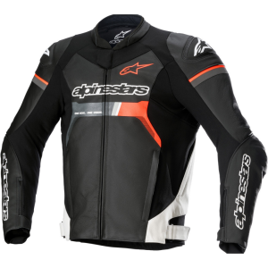 JAQUETA COURO ALPINESTARS GP FORCE – Preta Branca e Vermelha flúor