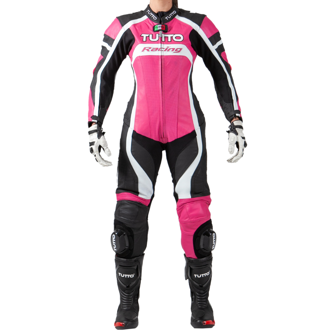MACACÃO FEMININO TUTTO RACING LADY V2 PEÇA ÚNICA – Rosa Preto e Branco - Image 2