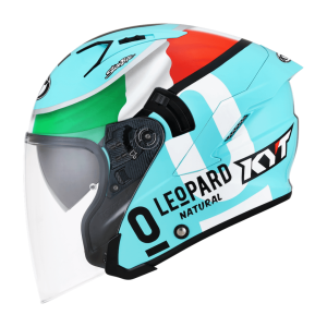 CAPACETE KYT NF-J DENNIS FOGGIA LEOPARD ITALY – Azul Tiffany Verde Branco e Vermelho