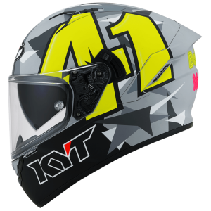CAPACETE KYT NF-R ESPARGARÓ 2019 MATT – Cinza Amarelo Flúor e Rosa