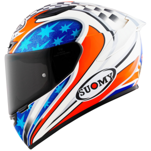 CAPACETE SUOMY TRACK-1 TROY BAYLISS 2002 – Branco Azul e Laranja