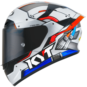 CAPACETE KYT TT COURSE RATTHAPARK SPACE MONKEY – Prata Vermelho Flúor e Azul