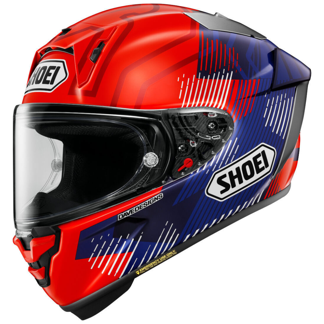 CAPACETE SHOEI X-SPR PRO MÁRQUEZ8 TC-1 – Vermelho e Azul