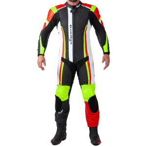 MACACÃO SUPERA RACE LED PEÇA ÚNICA – Preto Branco Vermelho e Amarelo Flúor