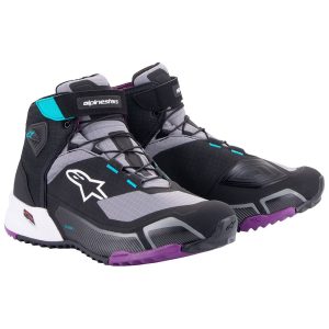 TÊNIS DE PILOTAGEM ALPINESTARS CRX WOMENS DRYSTAR – Preto Cinza Roxo e Azul Tiffany
