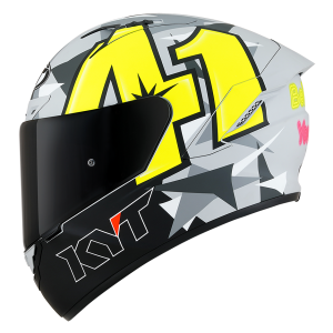 CAPACETE KYT NX RACE ESPARGARÓ 19 MATT –  Cinza, Amarelo Flúor e Rosa