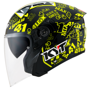 CAPACETE KYT NF-J ESPARGARÓ 20 – Preto Rosa e Amarelo Flúor