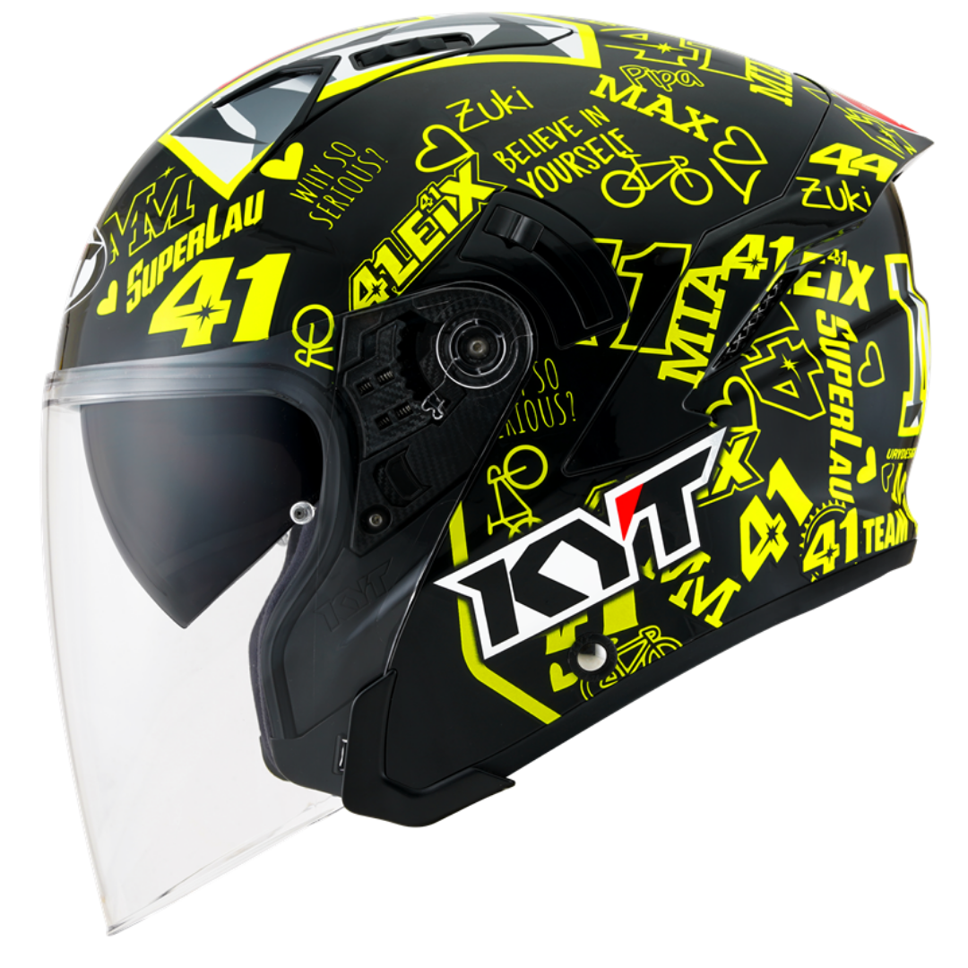 CAPACETE KYT NF-J ESPARGARÓ 20 – Preto Rosa e Amarelo Flúor - Image 2
