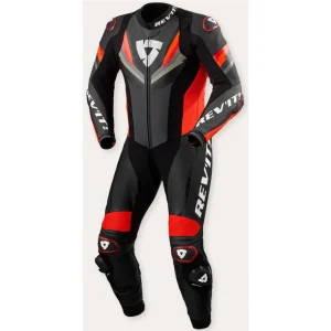 MACACÃO REV’IT QUANTUM 3 ANTHRACITE 1 PEÇA – Preto Cinza e Vermelho Neon