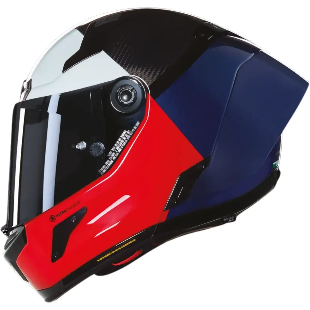 CAPACETE NOLAN X-804 RS BLOCCO ULTRA CARBON – Vermelho Azul e Branco - Image 2