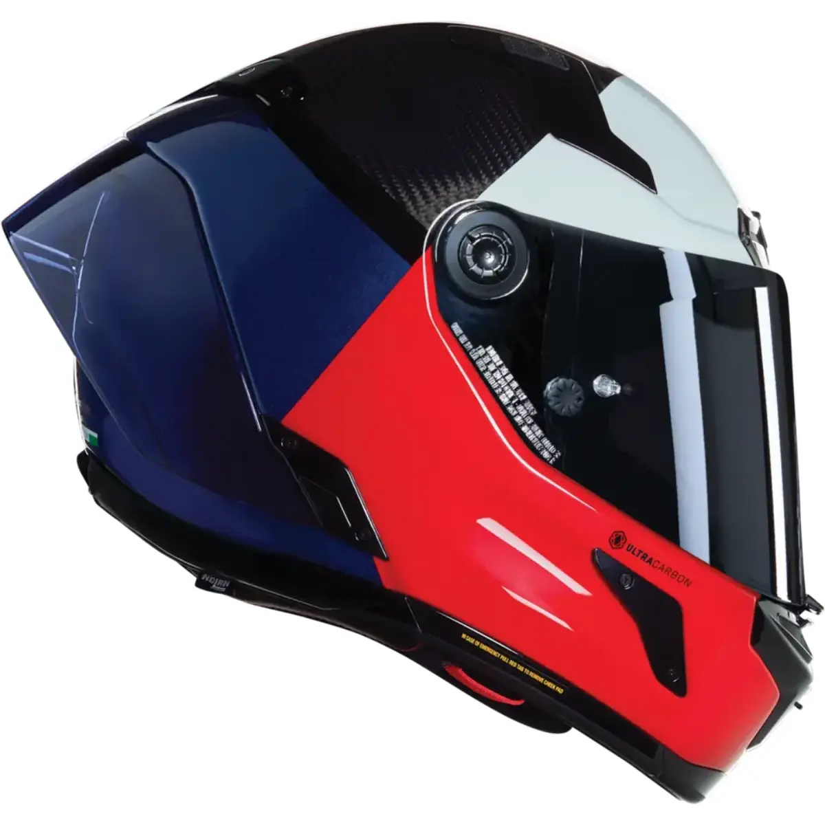 CAPACETE NOLAN X-804 RS BLOCCO ULTRA CARBON – Vermelho Azul e Branco - Image 3