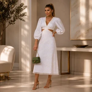 Vestido Mídi Bordado Loub
