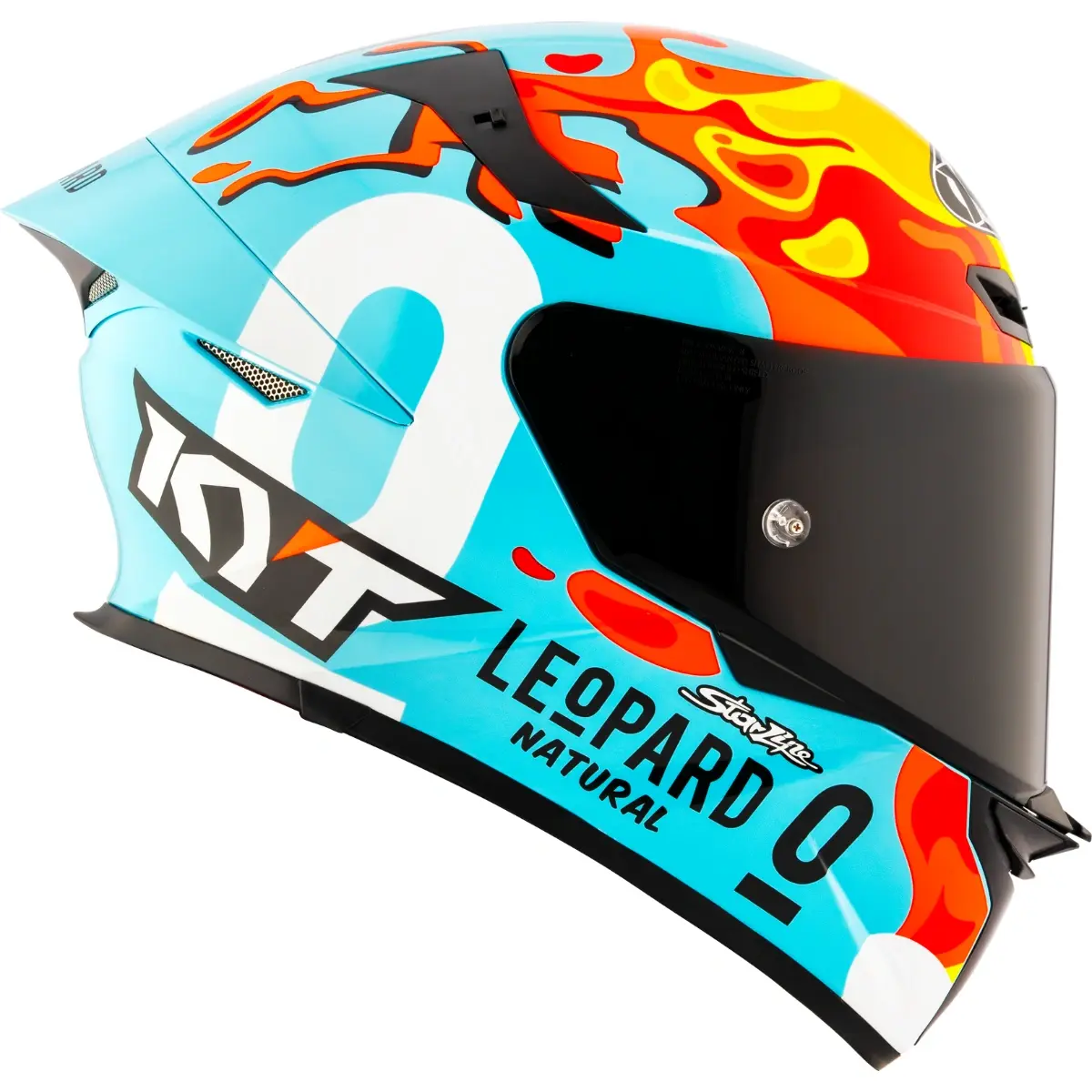 CAPACETE KYT TT REVO LEOPARD ARAGON – Azul Tiffany Vermelho e Amarelo - Image 3