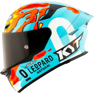 CAPACETE KYT TT REVO LEOPARD ARAGON – Azul Tiffany Vermelho e Amarelo