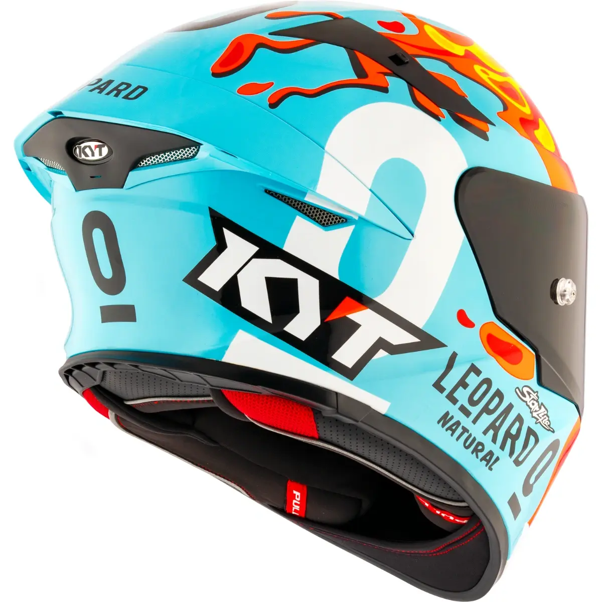 CAPACETE KYT TT REVO LEOPARD ARAGON – Azul Tiffany Vermelho e Amarelo - Image 4