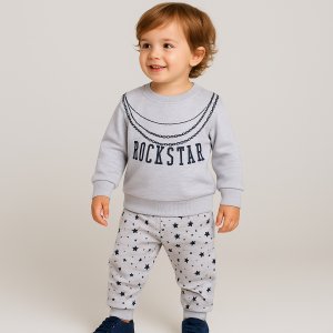 Conjunto Infantil Rockstar Blusa E Calça Estampada