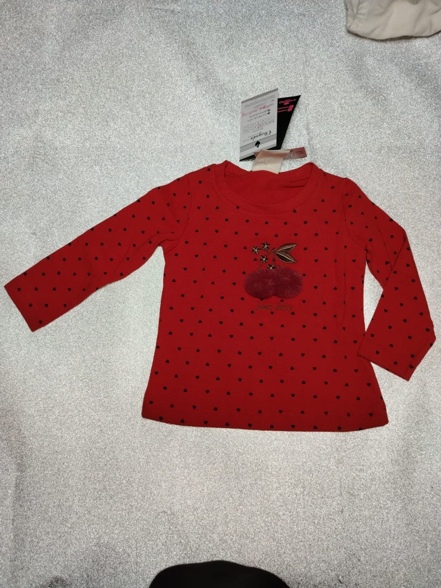 Blusa Menina P (1 a 3 meses) Manga Longa Vermelha Corações com Bordado Sweet Cherry - Image 6