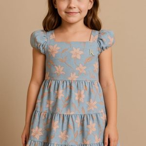 VESTIDO INF RODADO FLORES BRILHO 6AO12 REF3100193 TAMANHO 8