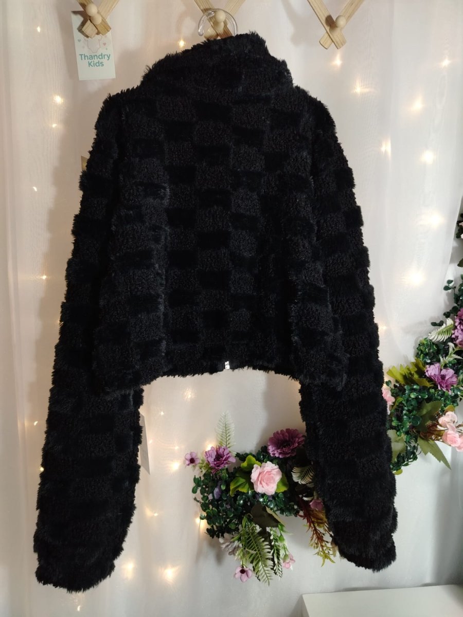 Jaqueta Infantil Plush Xadrez preto – Malhas Isensee - Image 4