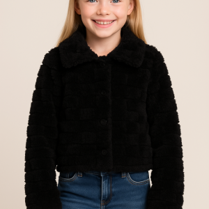 Jaqueta Infantil Plush Xadrez preto – Malhas Isensee