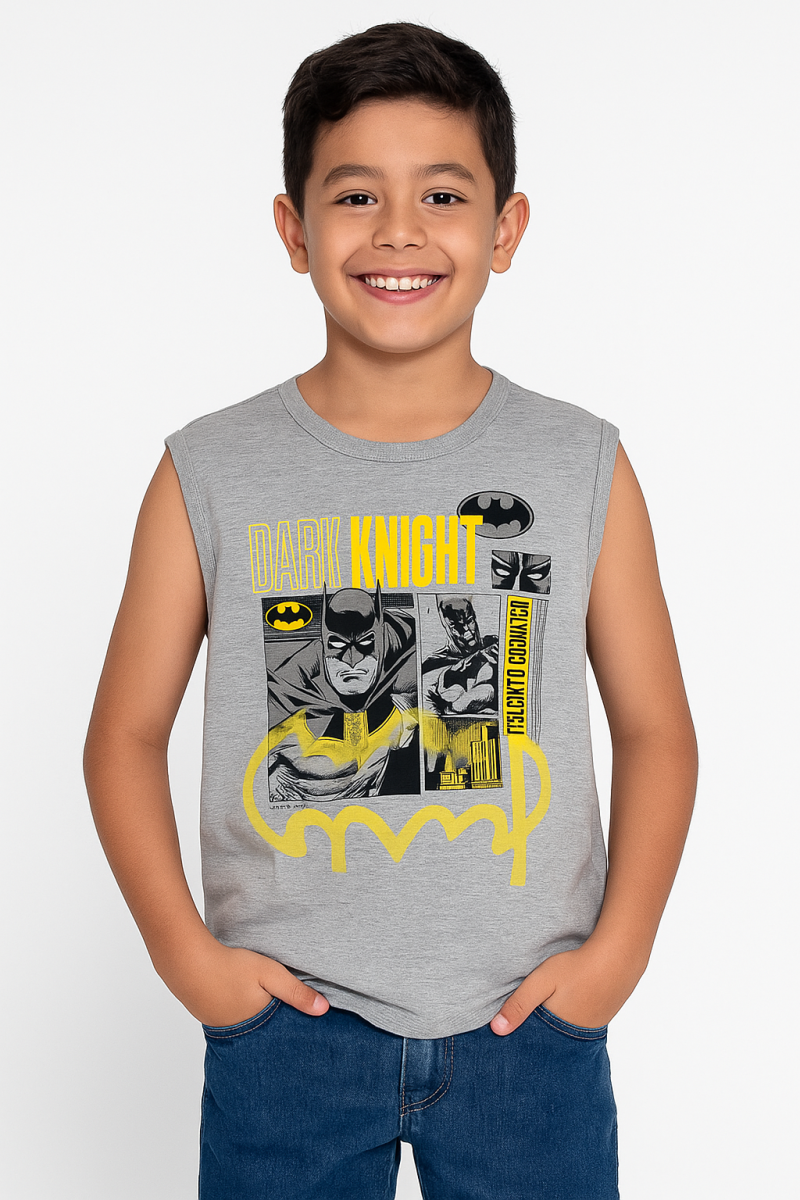 Regata Batman Menino Cinza Mescla 02632 Tamanho 10 anos - Image 2