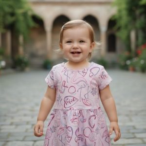 VESTIDO INF FEM MC ESTAMPADO  232225 TAM 1