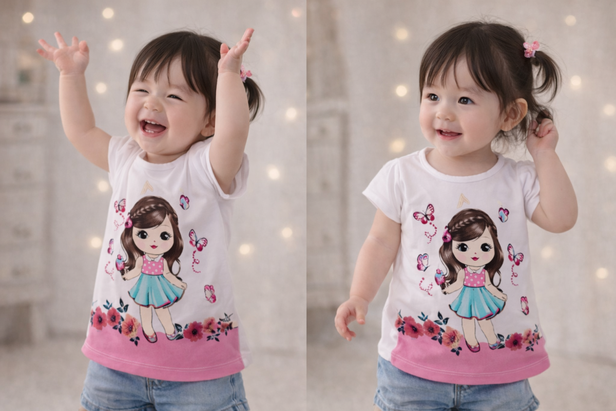 Blusa Menina Manga Curta Ref. 109601 tamanho 1