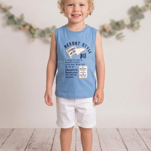 Regata Infantil Ding Dang Azul Estampa Resort Style 85150228 TAMANHO 4