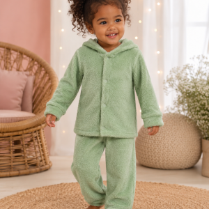 Conjunto Infantil Plush do claudecir Verde com Capuz TAMANHO 2