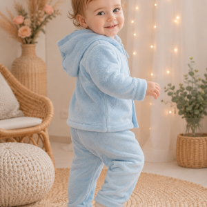 Conjunto Infantil Plush do claudecir Azul claro com Capuz TAMANHO 1