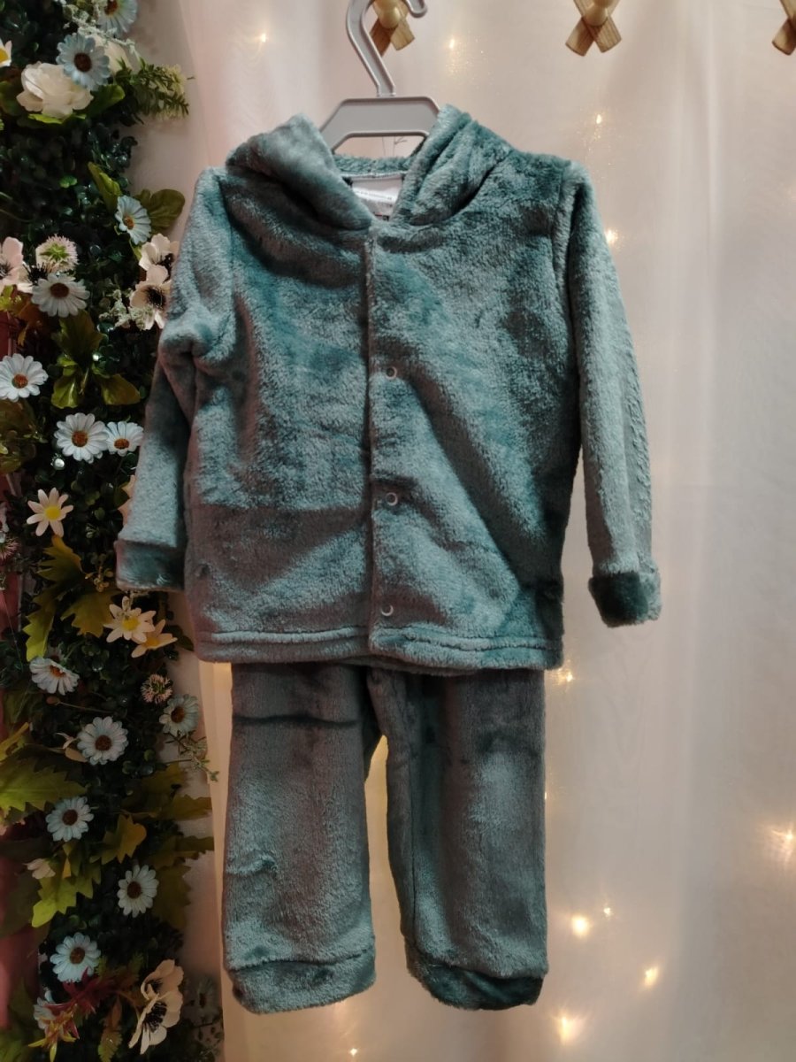 Conjunto Infantil Plush do claudecir Verde Acinzentado com Capuz TAMANHO 1 - Image 3