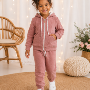 Conjunto Infantil Rita Barreto 6600 Rosa Queimado com Capuz Tam. 4 anos