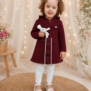Conjunto Infantil Amada Vinho com Calça Off White Tam. 3 anos