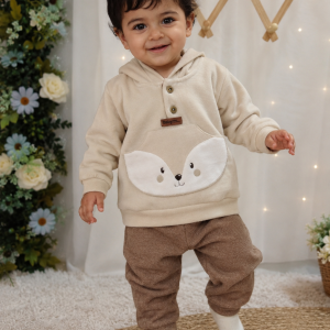 Conjunto Plush Fox Blusa de Capuz e Calça Caqui 6917 – Tamanho P