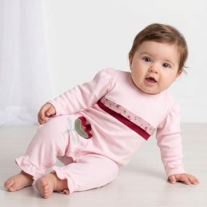 Macacão Longo de Bebê Sued Bordado Tulipa Rose 0201347 P