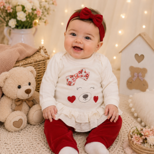 Conjunto Infantil Muleka Sapeka (Blusa Branca + Calça Vermelha) Ref. 3244 Tam P