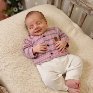 Macacão Bebê Falso Cardigan Listrado Manu Baby Ref. 030 Tam RN