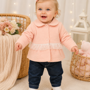 Conjunto bebê Muleka Sapeka (Casaco Rosa + Calça) Ref. 3240 Tam M