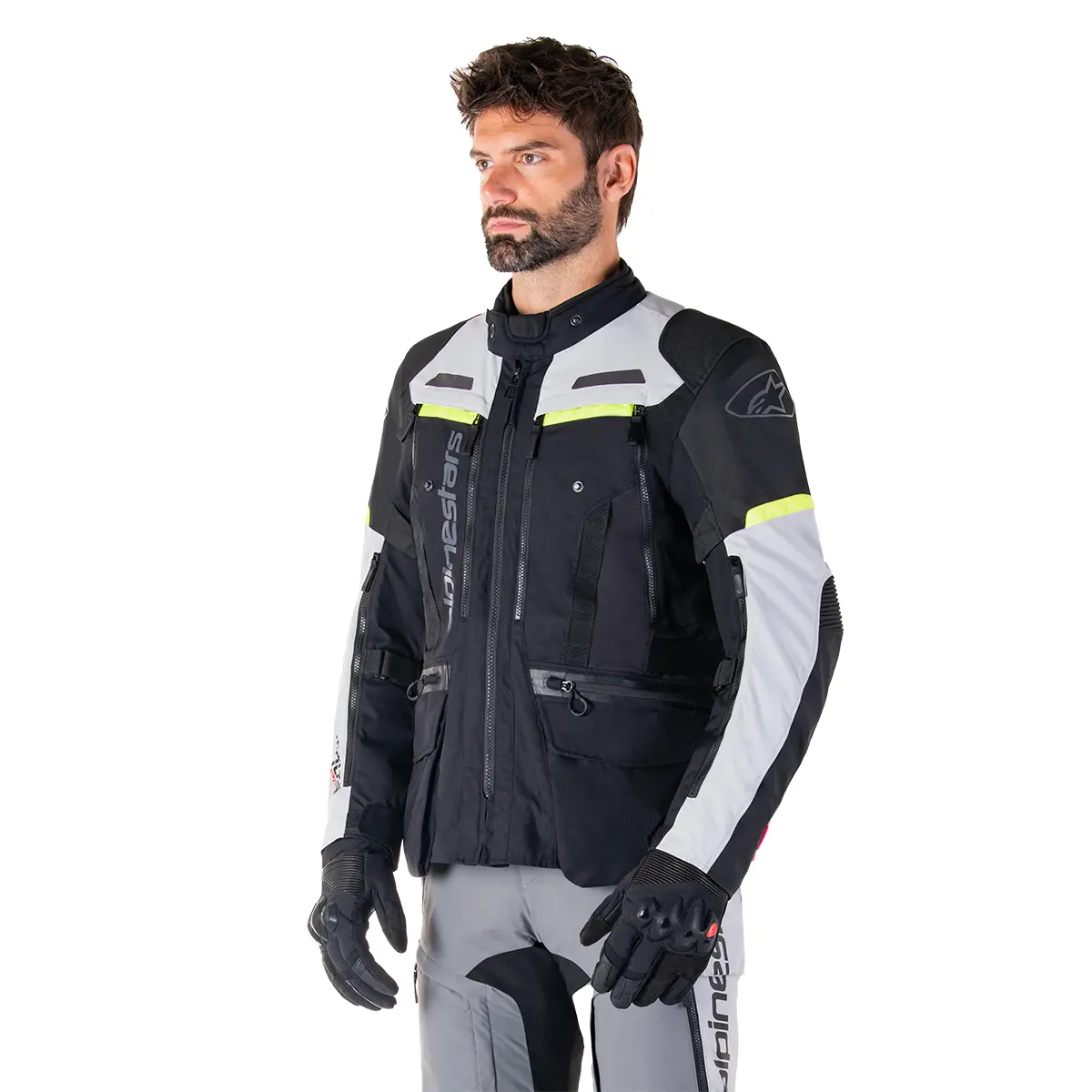JAQUETA CORDURA ALPINESTARS BOGOTA PRO DRYSTAR – Preta Gelo Cinza e Amarela Flúor - Image 3