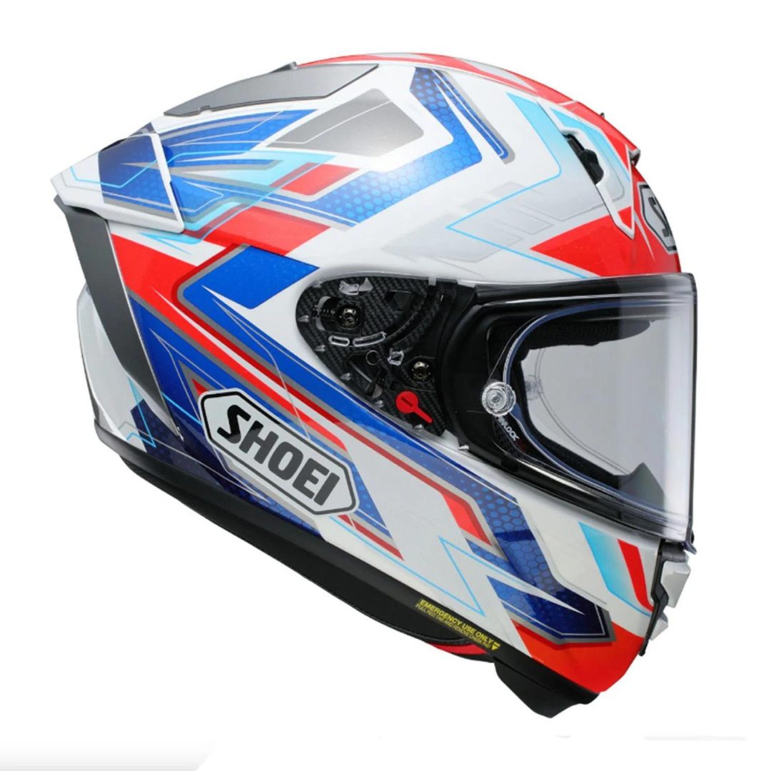 CAPACETE SHOEI X-SPR PRO ESCALATE TC-10 – Branco Vermelho e Azul - Image 4