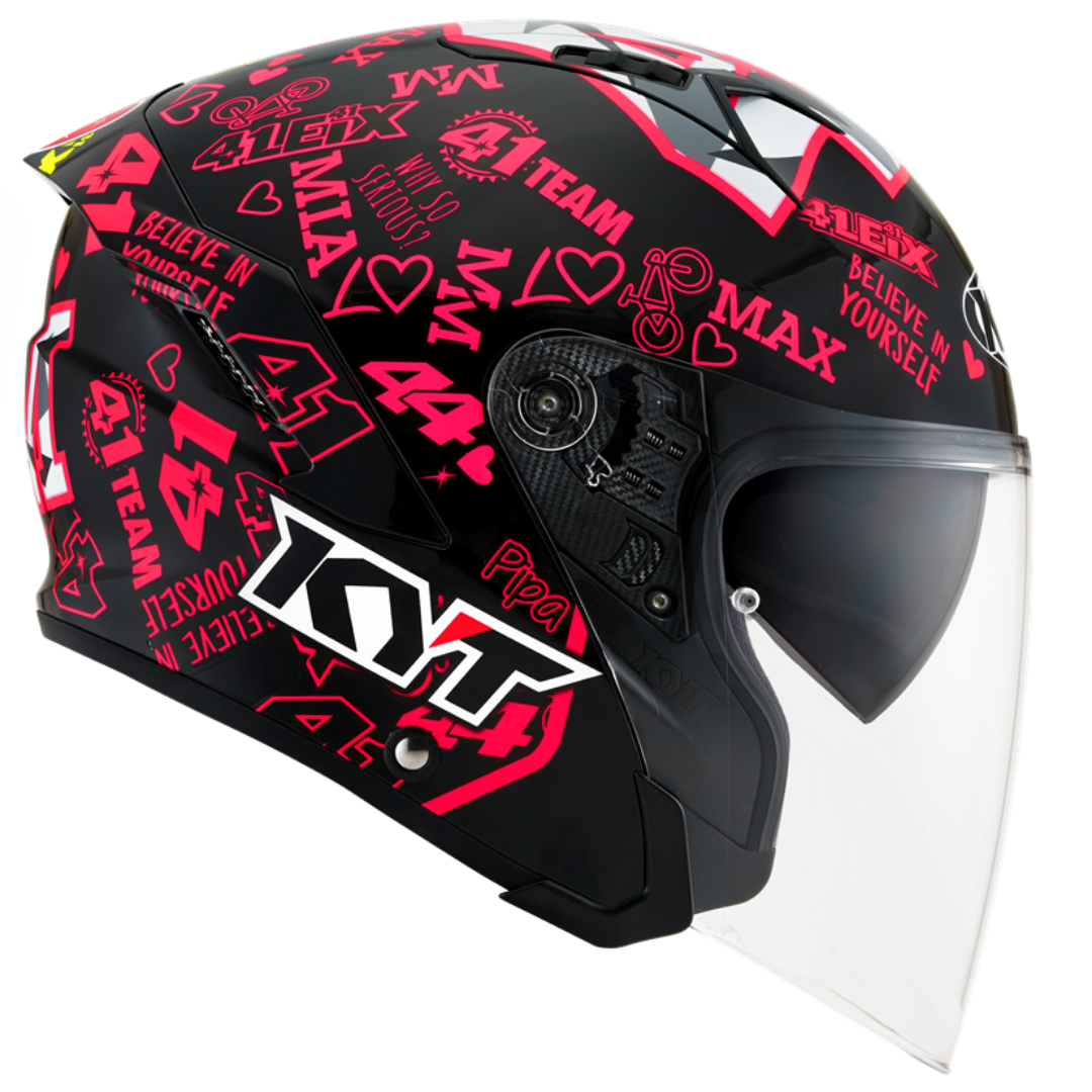 CAPACETE KYT NF-J ESPARGARÓ 20 – Preto Rosa e Amarelo Flúor - Image 3