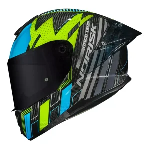 CAPACETE NORISK CARBON R TEAM – Amarelo Flúor e Azul
