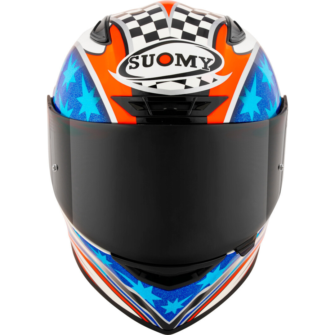 CAPACETE SUOMY TRACK-1 TROY BAYLISS 2002 – Branco Azul e Laranja - Image 4