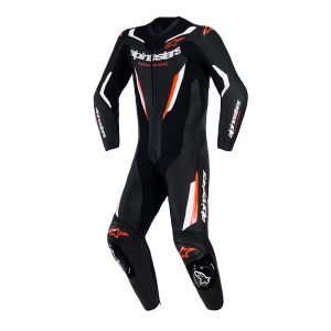 MACACÃO ALPINESTARS GP FORCE V2 1PÇ RACING – Preto Branco e Vermelho Flúor