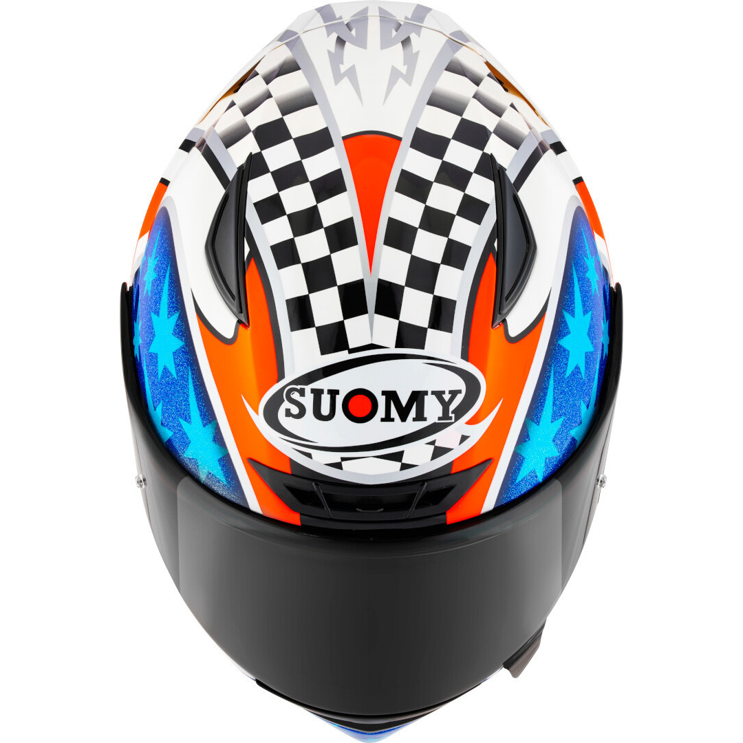 CAPACETE SUOMY TRACK-1 TROY BAYLISS 2002 – Branco Azul e Laranja - Image 5