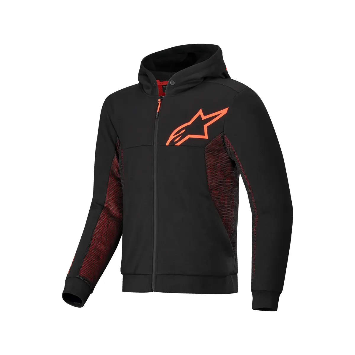JAQUETA CORDURA ALPINESTARS CHROME AIR SPORT HOODIE MOLETOM – Preta e Vermelha Flúor - Image 2